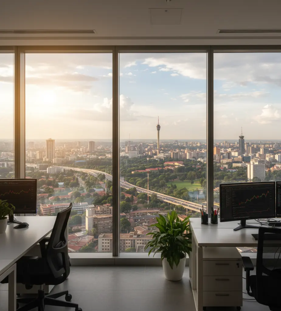 Office overlooking city